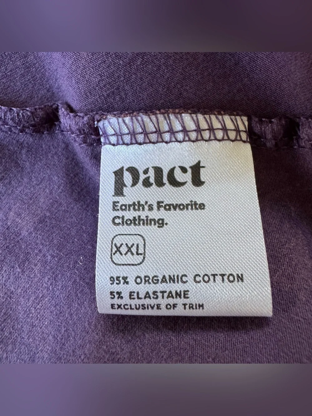 Pact Purple Tan Midi Dress Floral Earthy Organic Cotton V-neck 3/4 Sleeve XXL